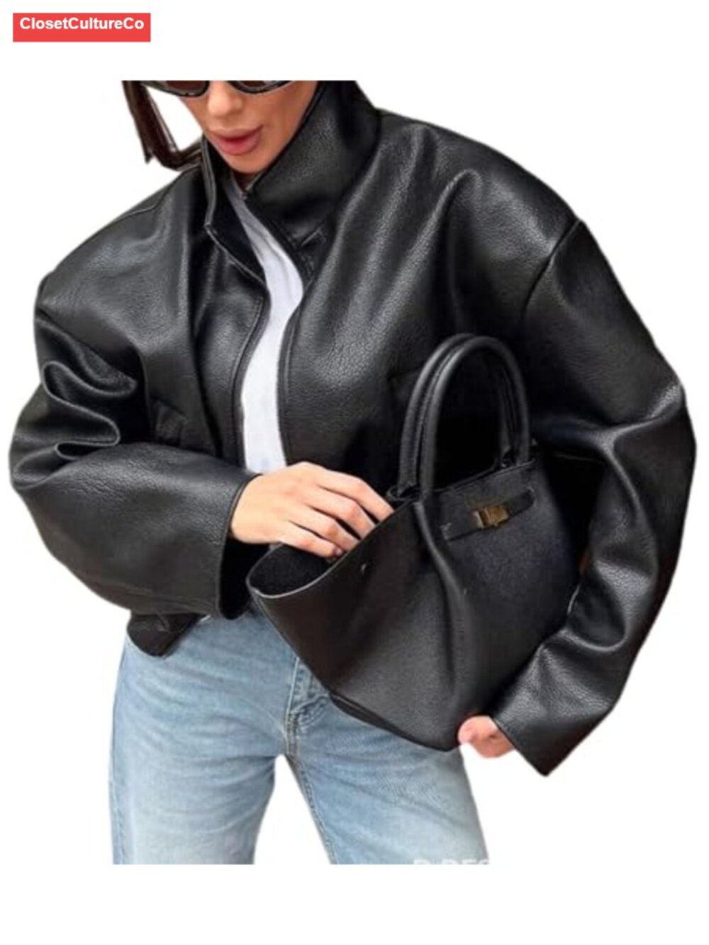 Oversized Faux Leather Jacket Women Bomber Motorcycle